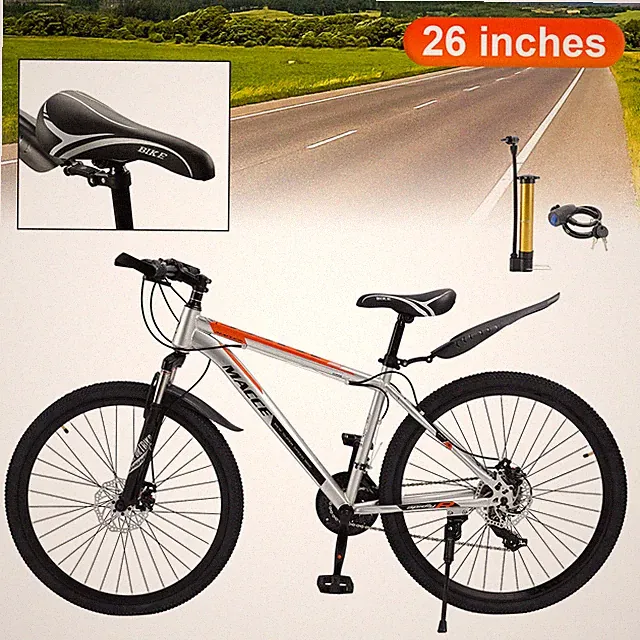 26" wheels 27 speed double disc brake mountain bike MTB fit for adults Silver
