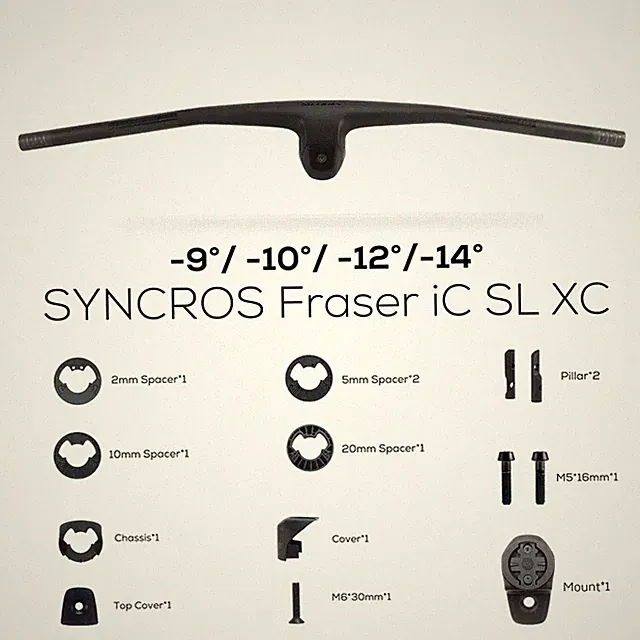 9°/-10°/-12°/-14° Degree Full Carbon Fiber Integrated Cockpit MTB Handlebars