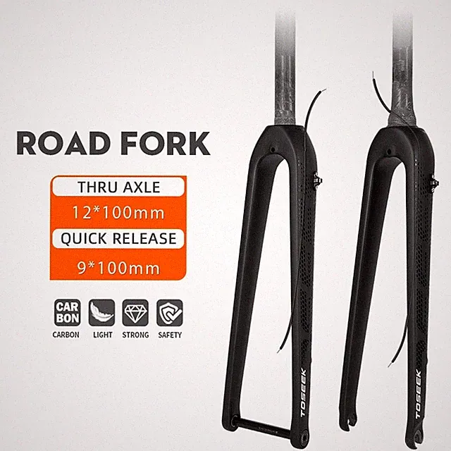 Carbon Road Bicycle Hard Fork Thru Axle Quick Release Gravel Bike Rigid Forks