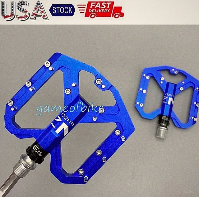 ENZO Aluminum Road MTB Mountain Bike Bicycle Pedal 3 Bearings Flat Pedals Blue