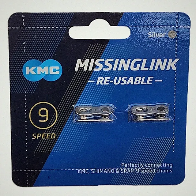 KMC 9-Speed MissingLink Bicycle Chain Connector Silver fits Shimano SRAM 2-Pack