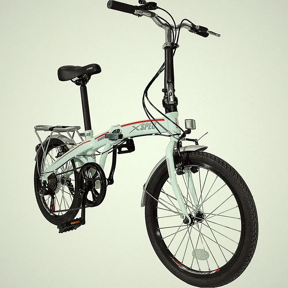 Xspec 20" 7 Speed Folding Compact City Commuter Bike, White (NOT Electric)
